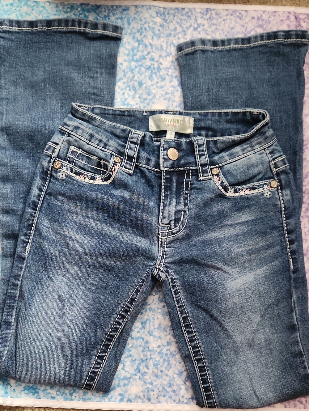Shyanne Distressed Blue Boot Cut Girls Size 5